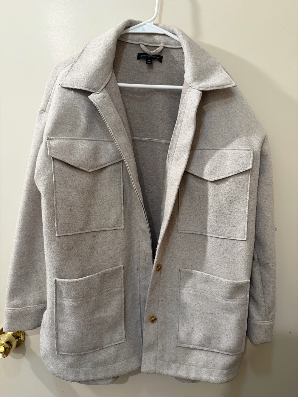Banana Republic Oatmeal Beige Lightweight Shirt Jacket